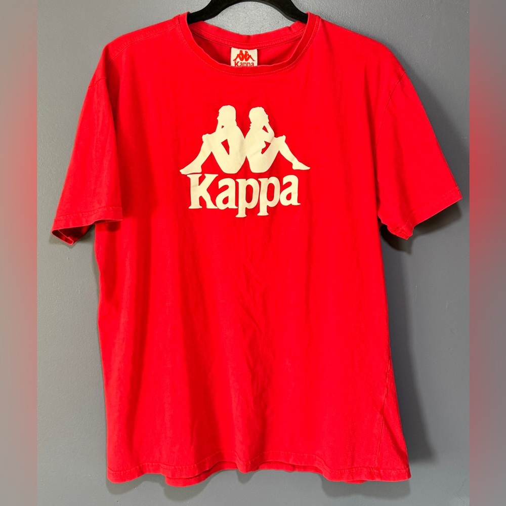 Vtg. Kappa T Shirt Red Egyptian Cotton White Graphic Omini Logo Size XL